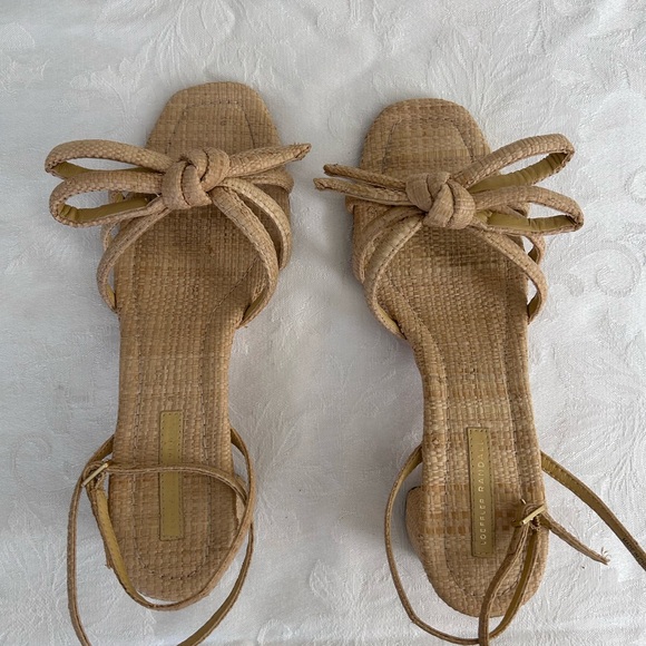 Loeffler Randall Mikel Natural Bow Raffia Sandal Size 9 - Picture 1 of 4